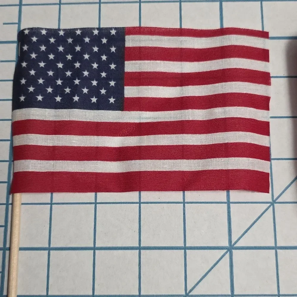 50 Pcs Small‎ American Flags with Wooden Sticks 4x6
